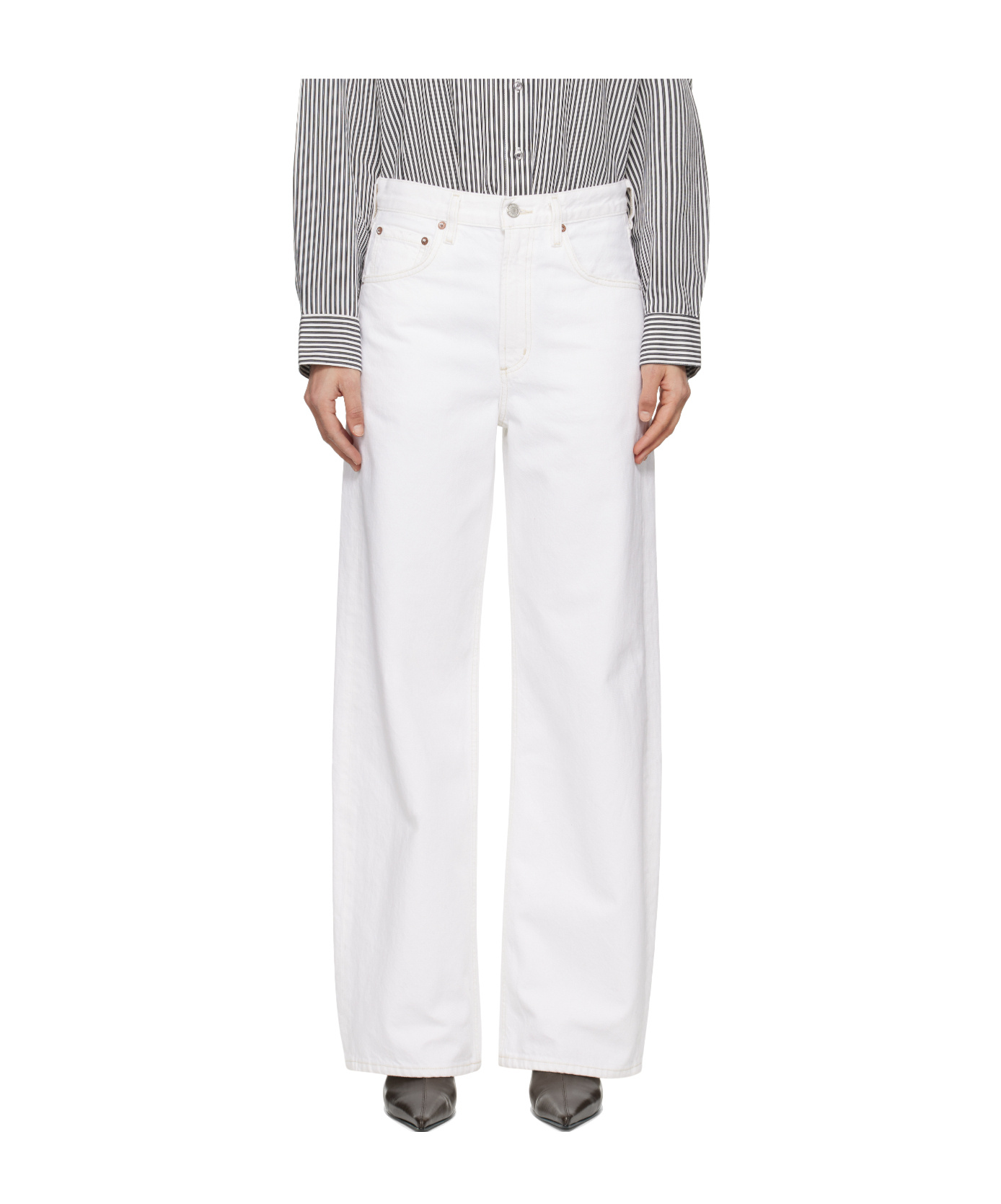 Agolde Denim Trousers With Belt Loops