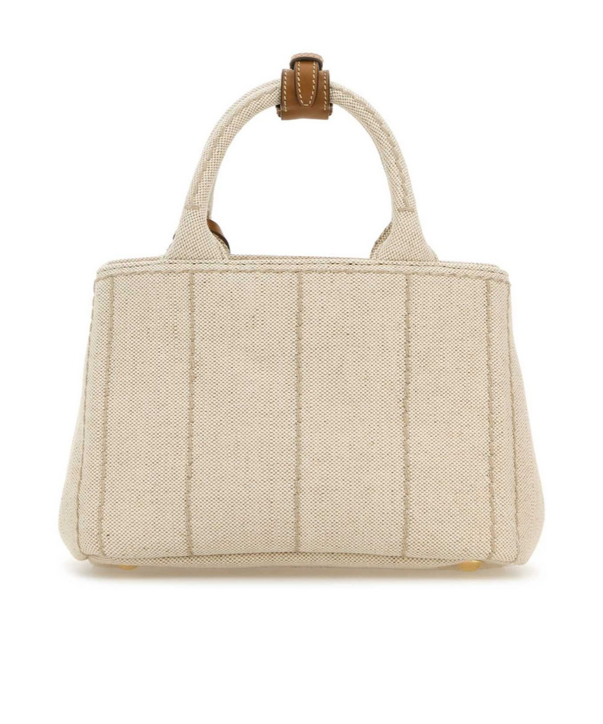 Prada Large Cotton-linen Top-handle Bag In Neutral