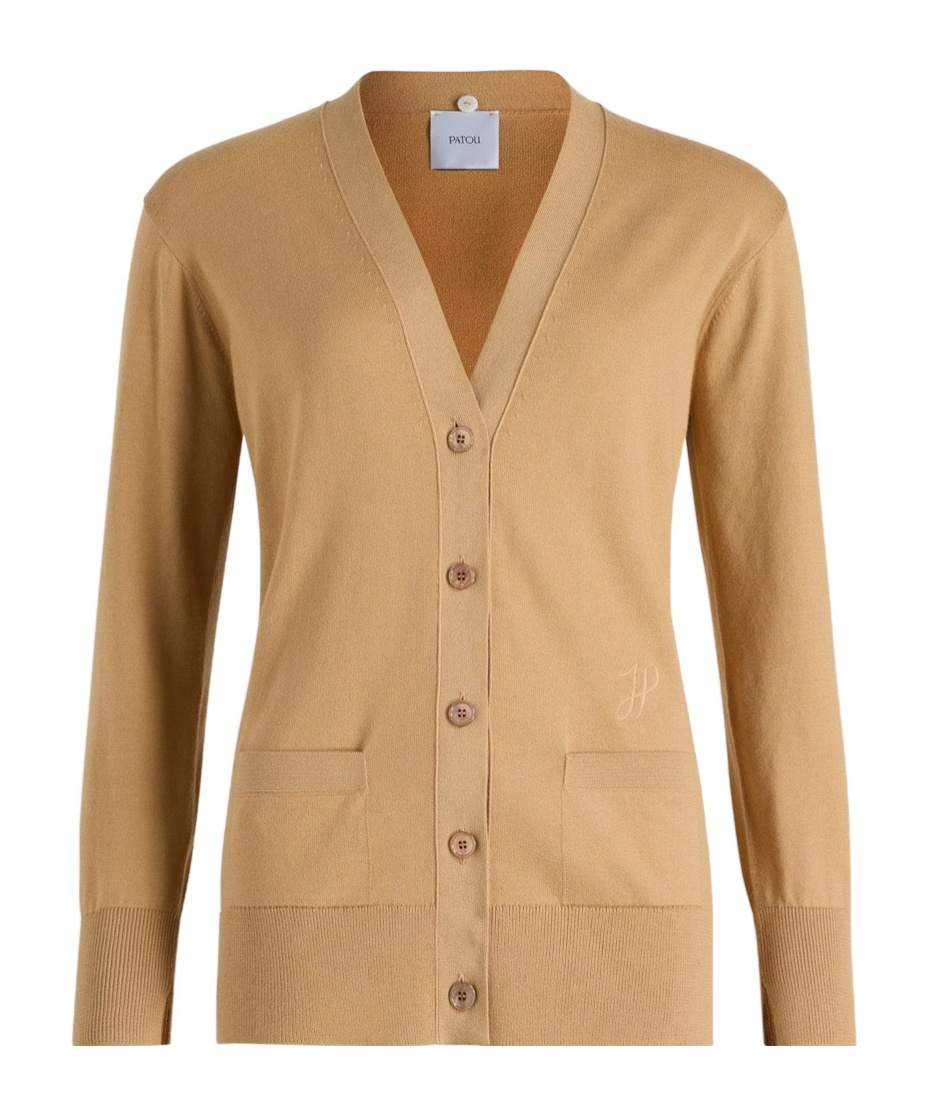 Patou Trompe L'oeil Cotton Cardigan In Brown