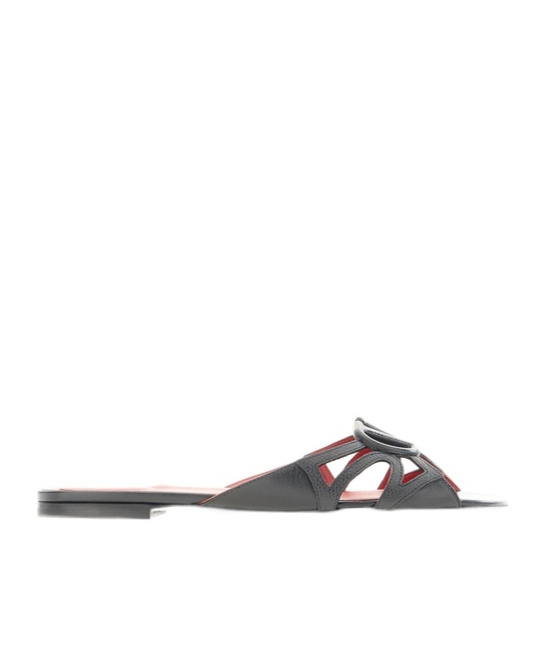 Valentino Garavani Logo Slippers In Gray