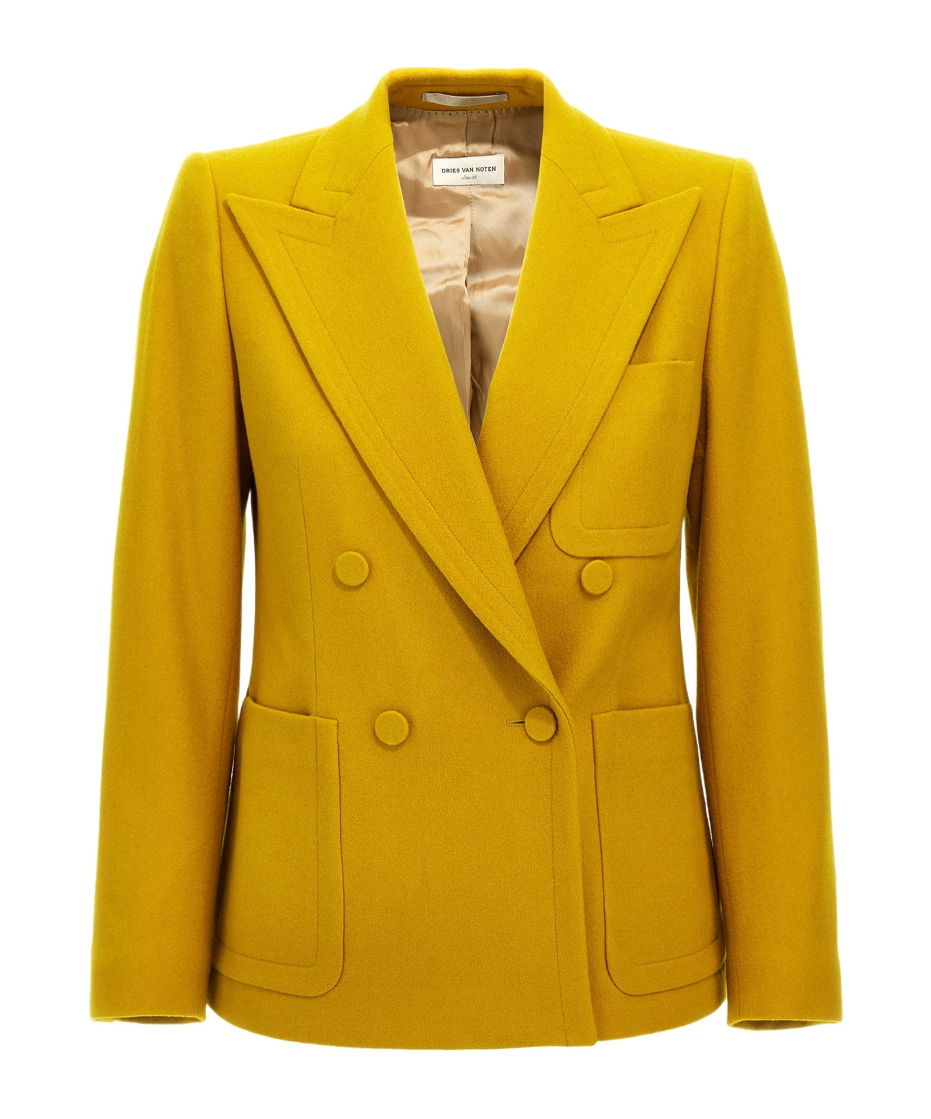 Dries Van Noten 'blazer Double-breasted Tailored Structured Shoulders' In Brown