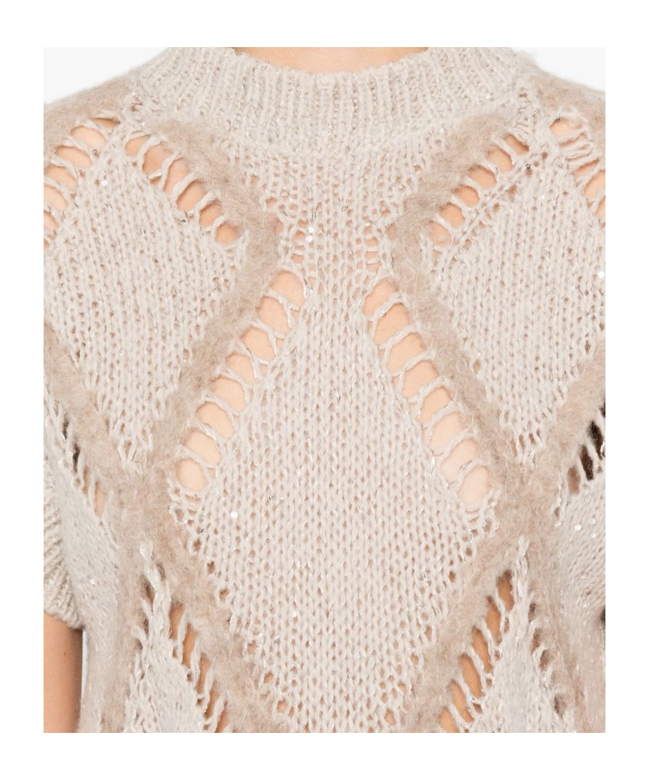 Antonelli Diamond Pattern Knitted Sweater In Brown