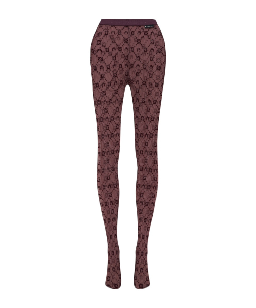 Marine Serre Moonogram Mesh Flock Tights In Brown