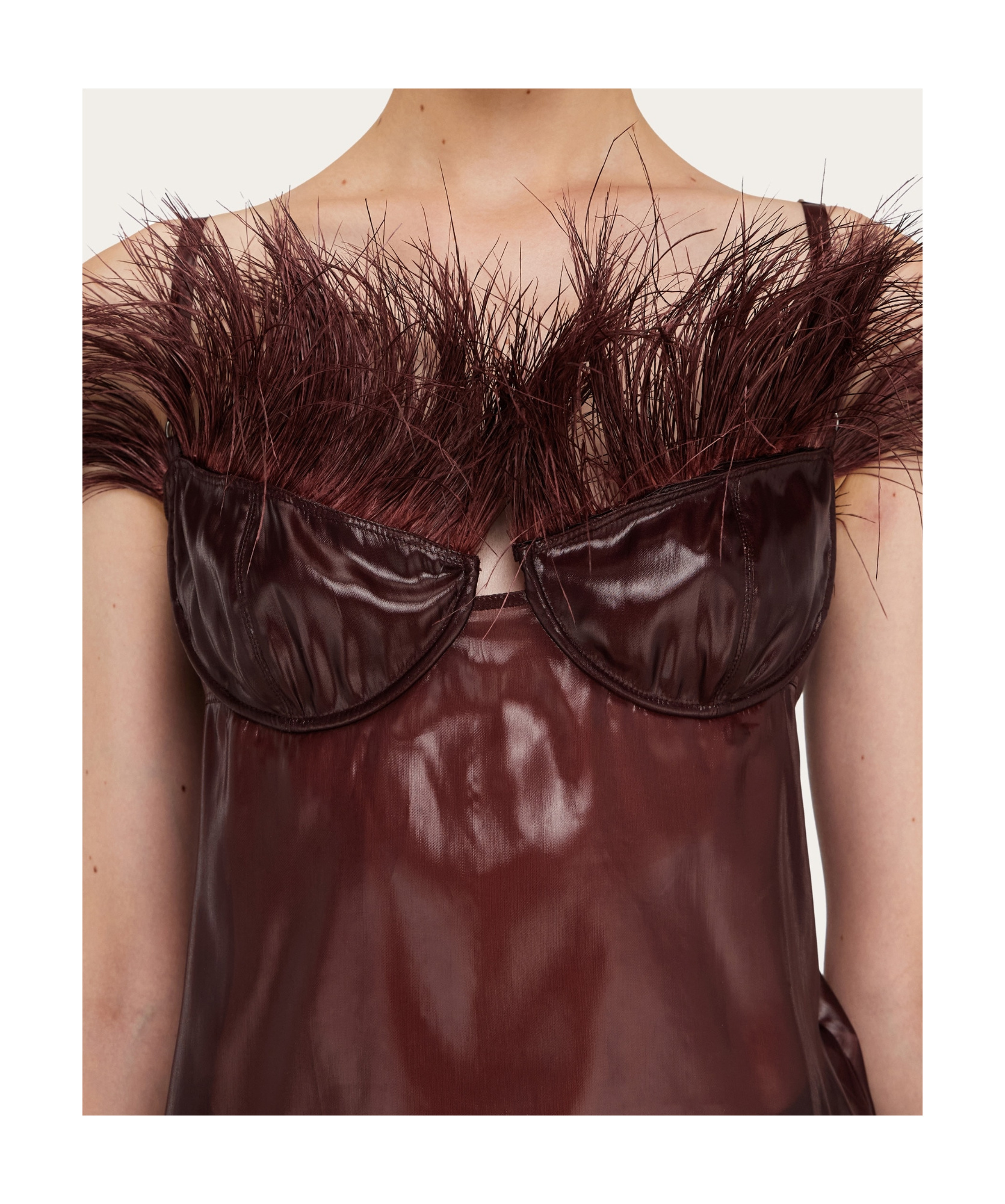 Ferragamo Feather-detailed Organza Camisole Top In Red