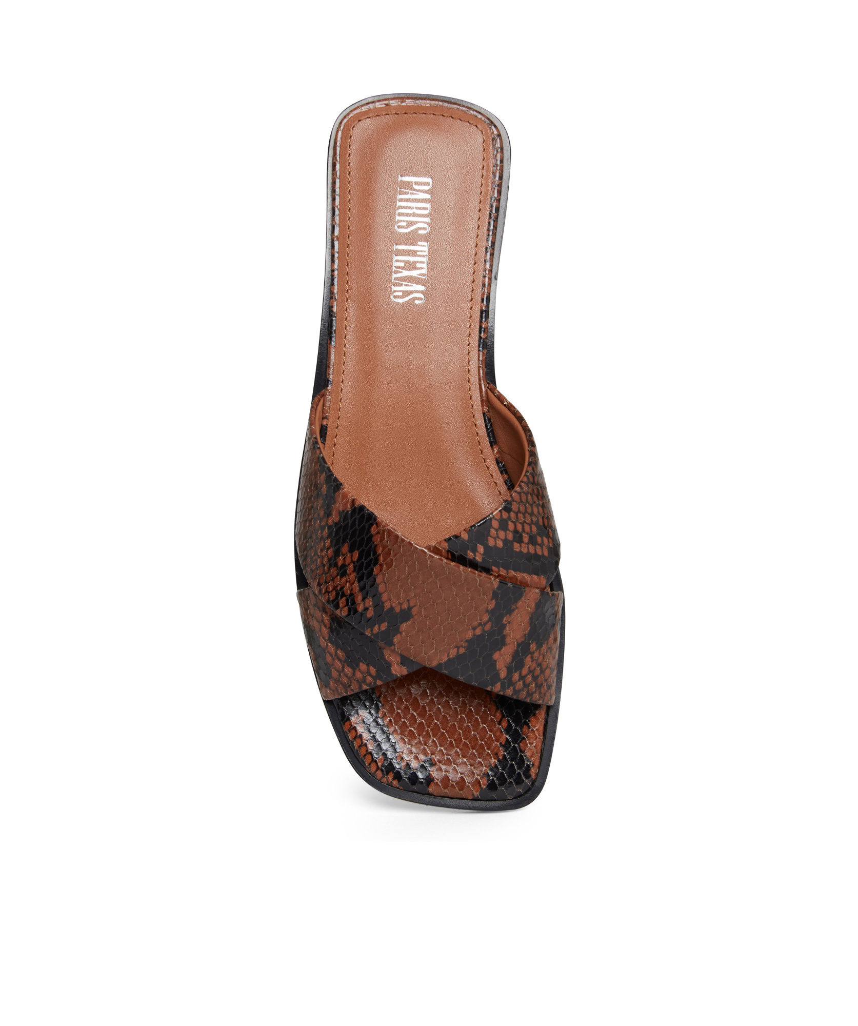 Paris Texas Snakeskin-effect Leather Slides In Brown