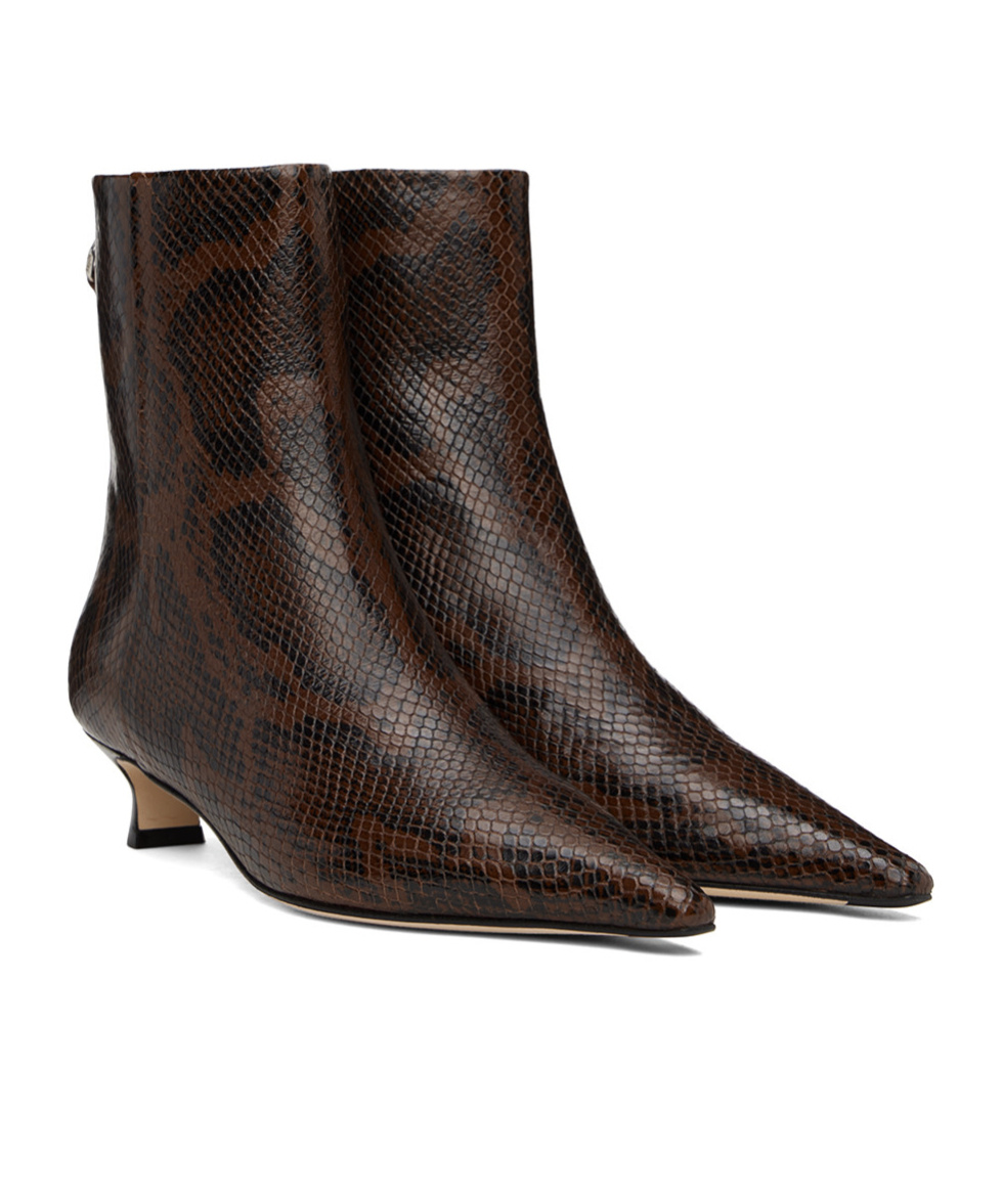 Aeyde Zoe Snake-effect Leather Ankle Boots In Black