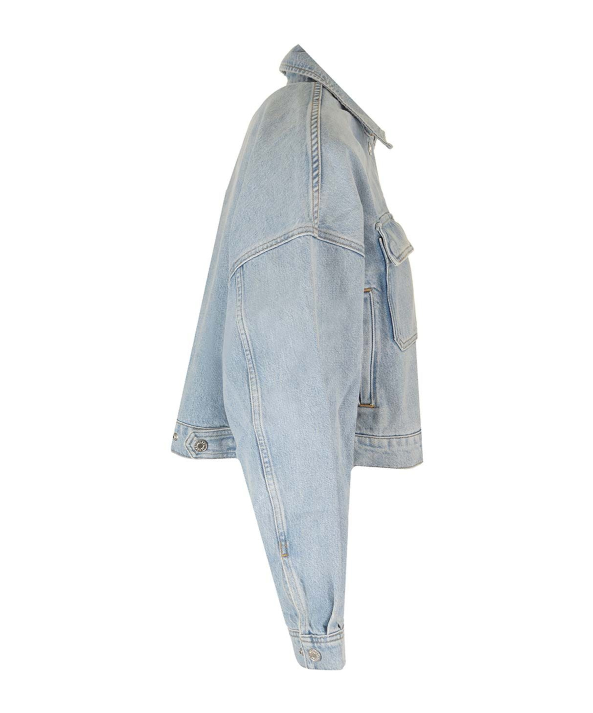 Agolde Luka Cropped Organic Denim Jacket In Gray