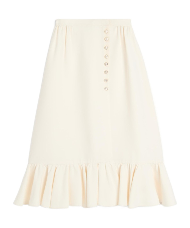 Valentino Women's Long Natural Skirt With Pleated Hem In White