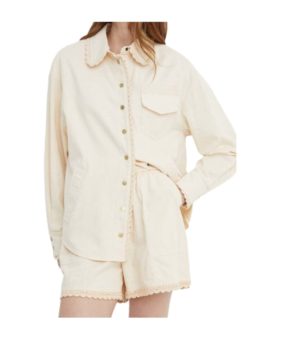 Shop Twinset Long-sleeved Shirt In Milky White