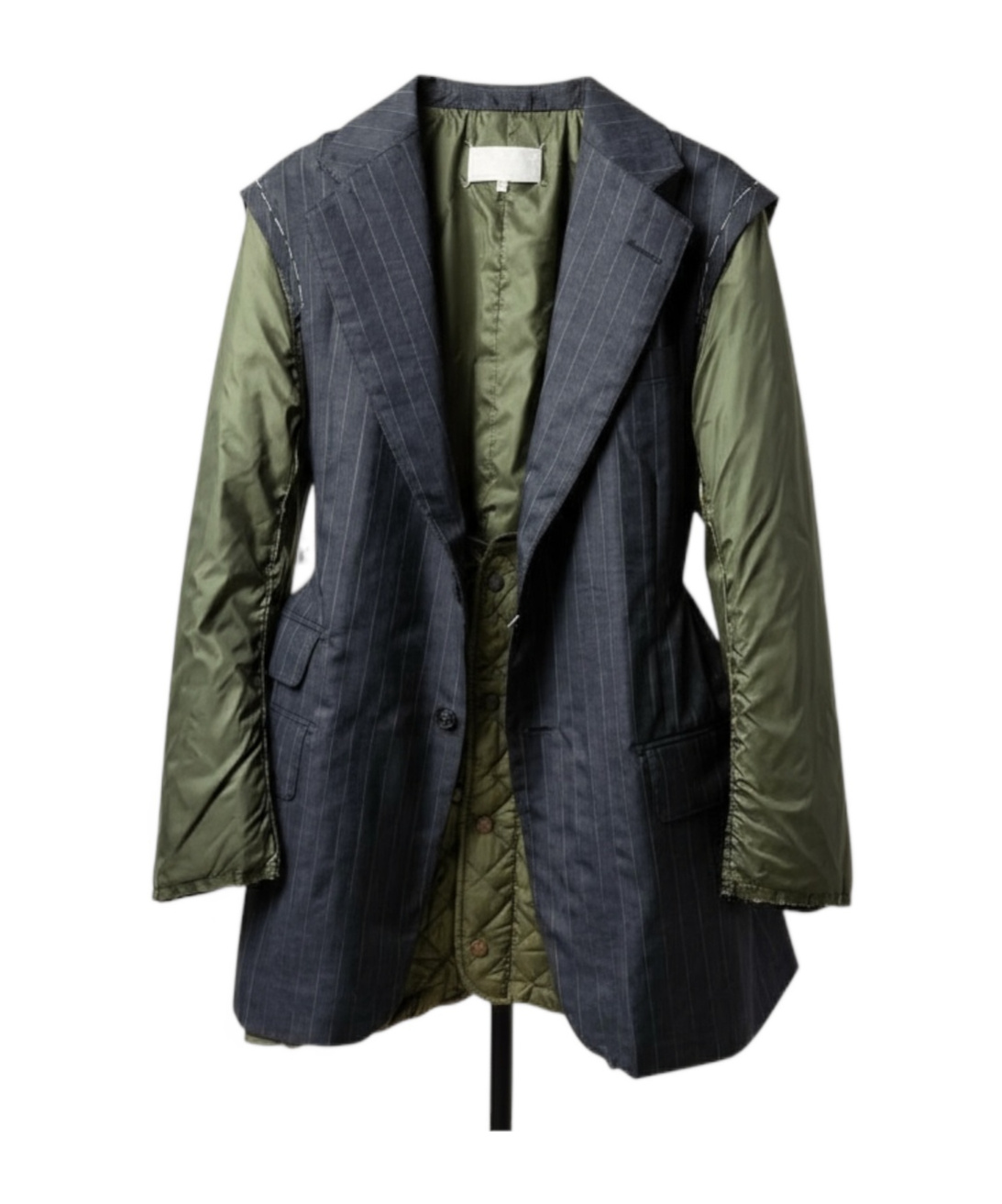 Maison Margiela Multi-layered Quilted Suit Jacket In Green