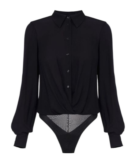 Elisabetta Franchi Twist-front Button Bodysuit In Black