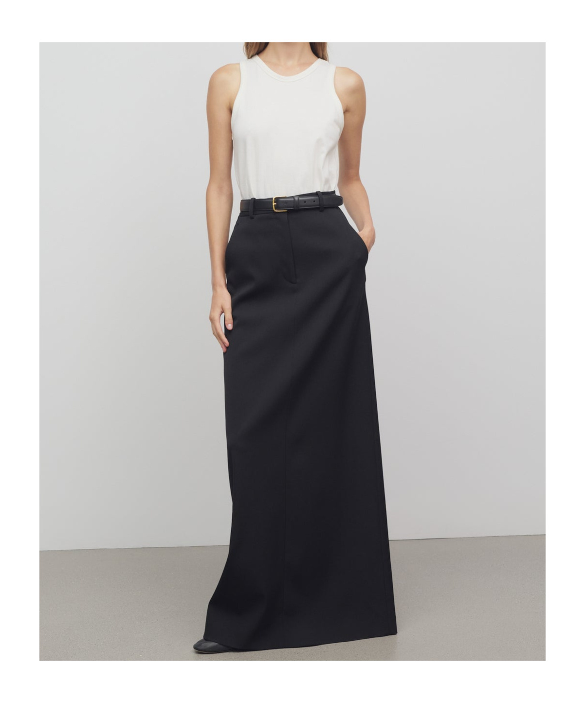The Row A-line Wool Skirt In Black