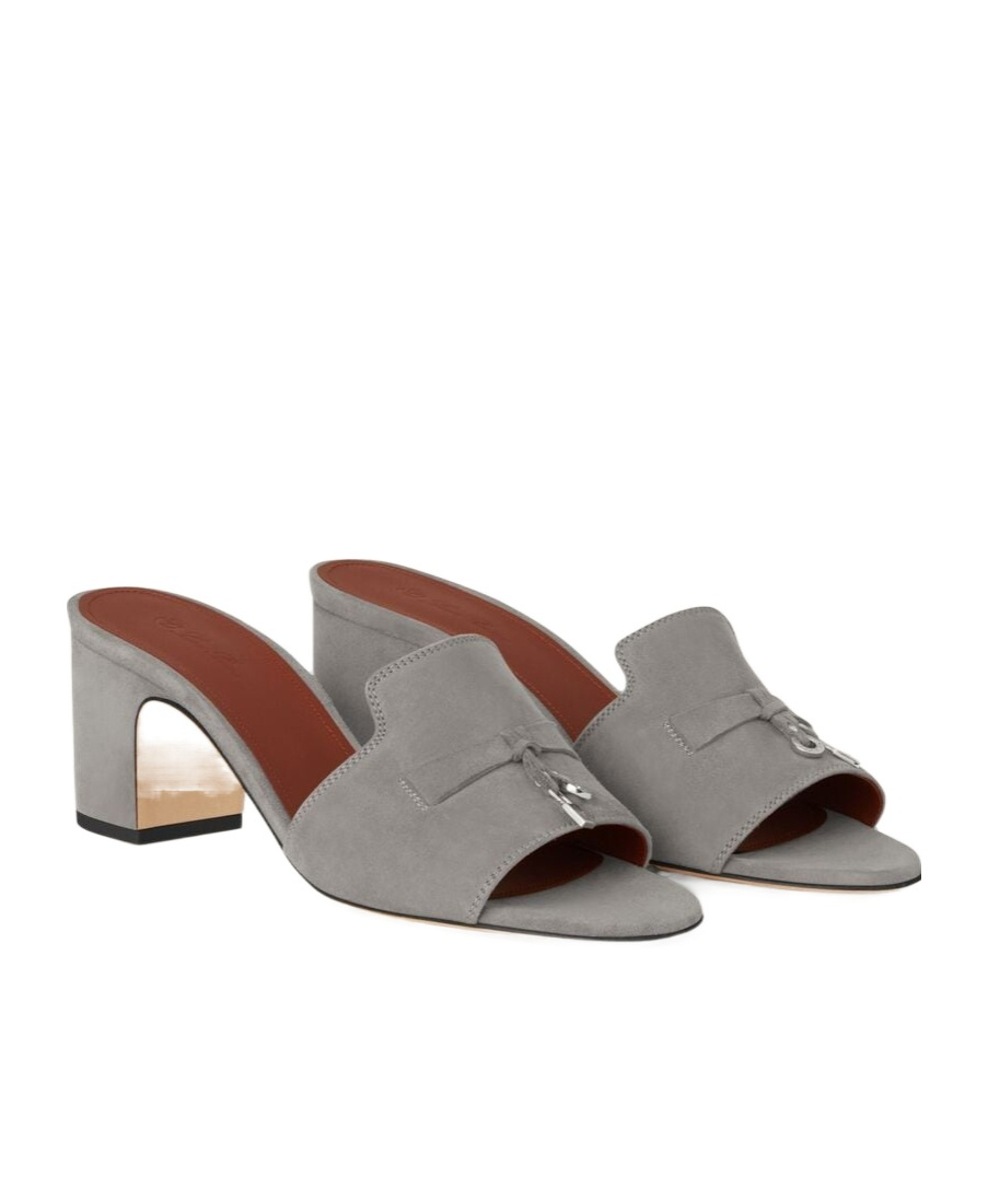 Loro Piana Round-headed High-heeled Sandals In Gray