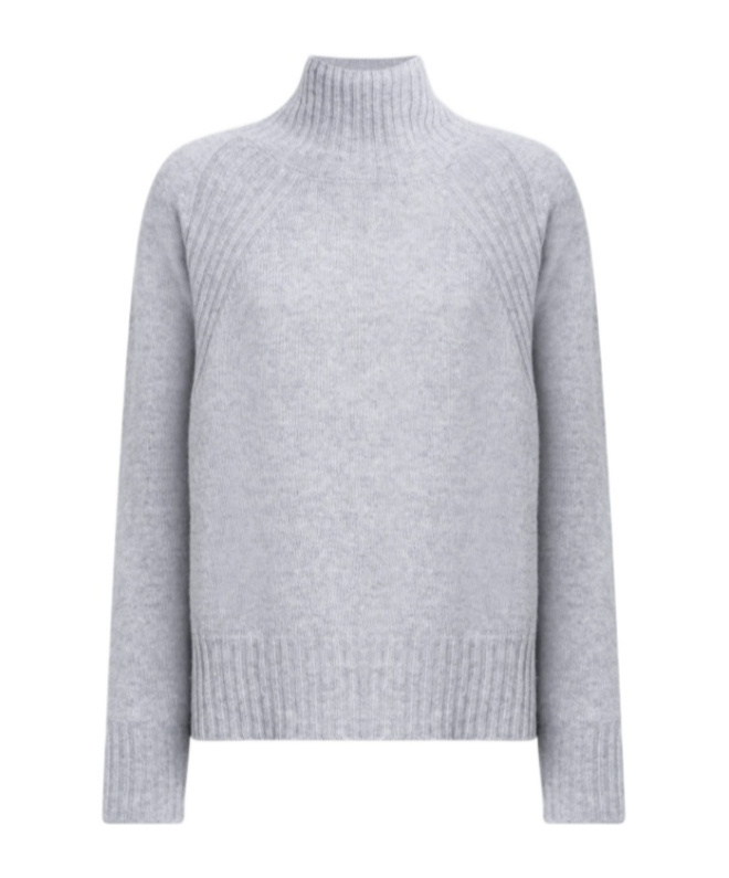 Dondup Fit Polo Neck Jumper In Cashmere Wool In Gray