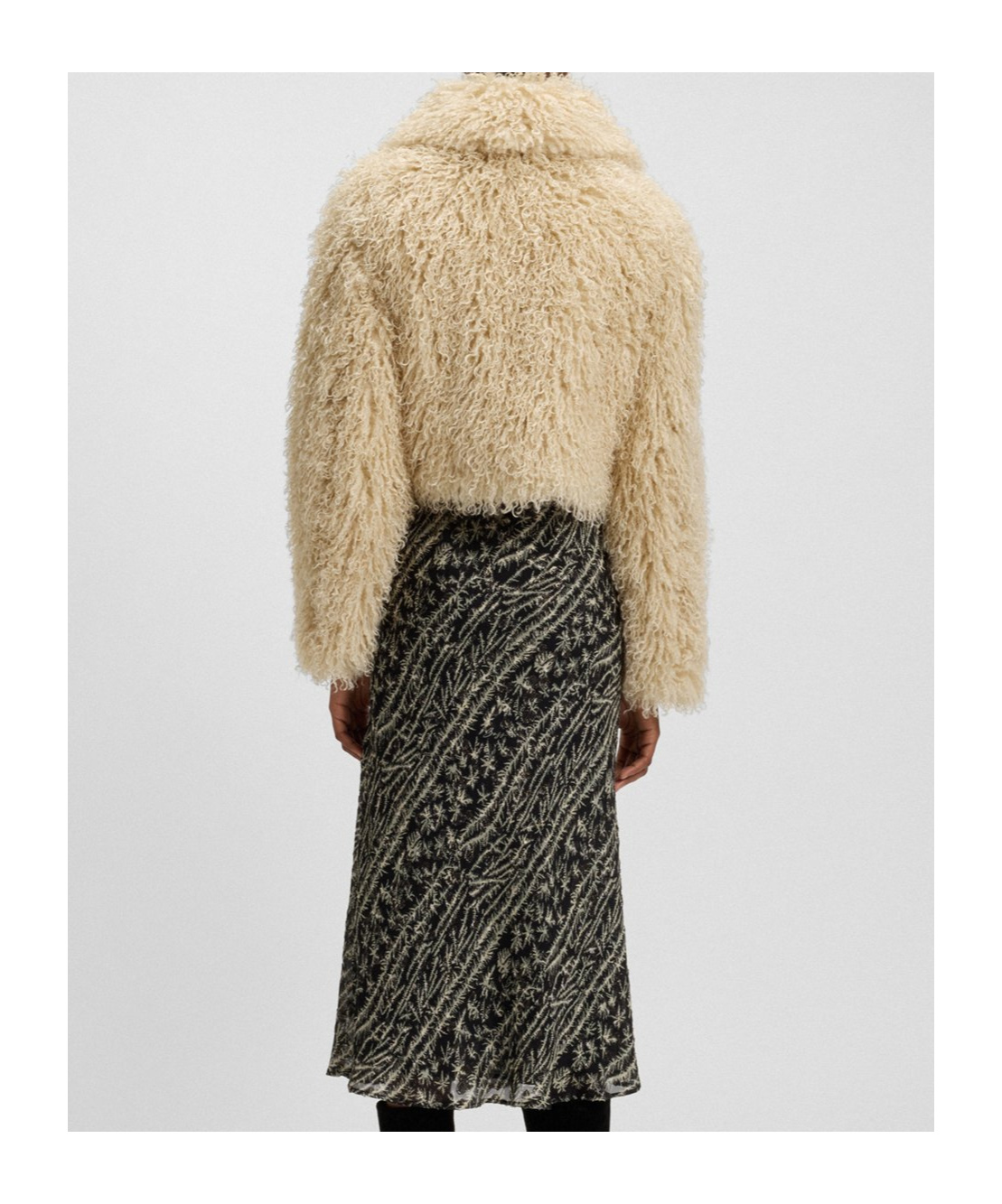 Hugo Boss Boss  Faux Fur Cropped Jacket In Neutral