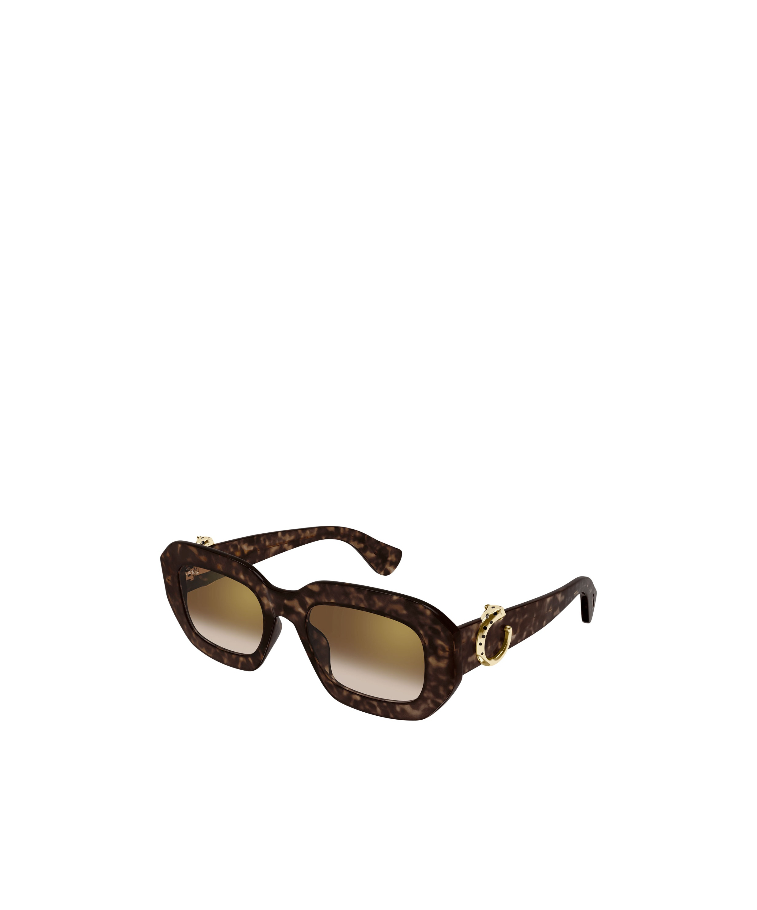 Shop Cartier Rectangular Frame Sunglasses In Brown