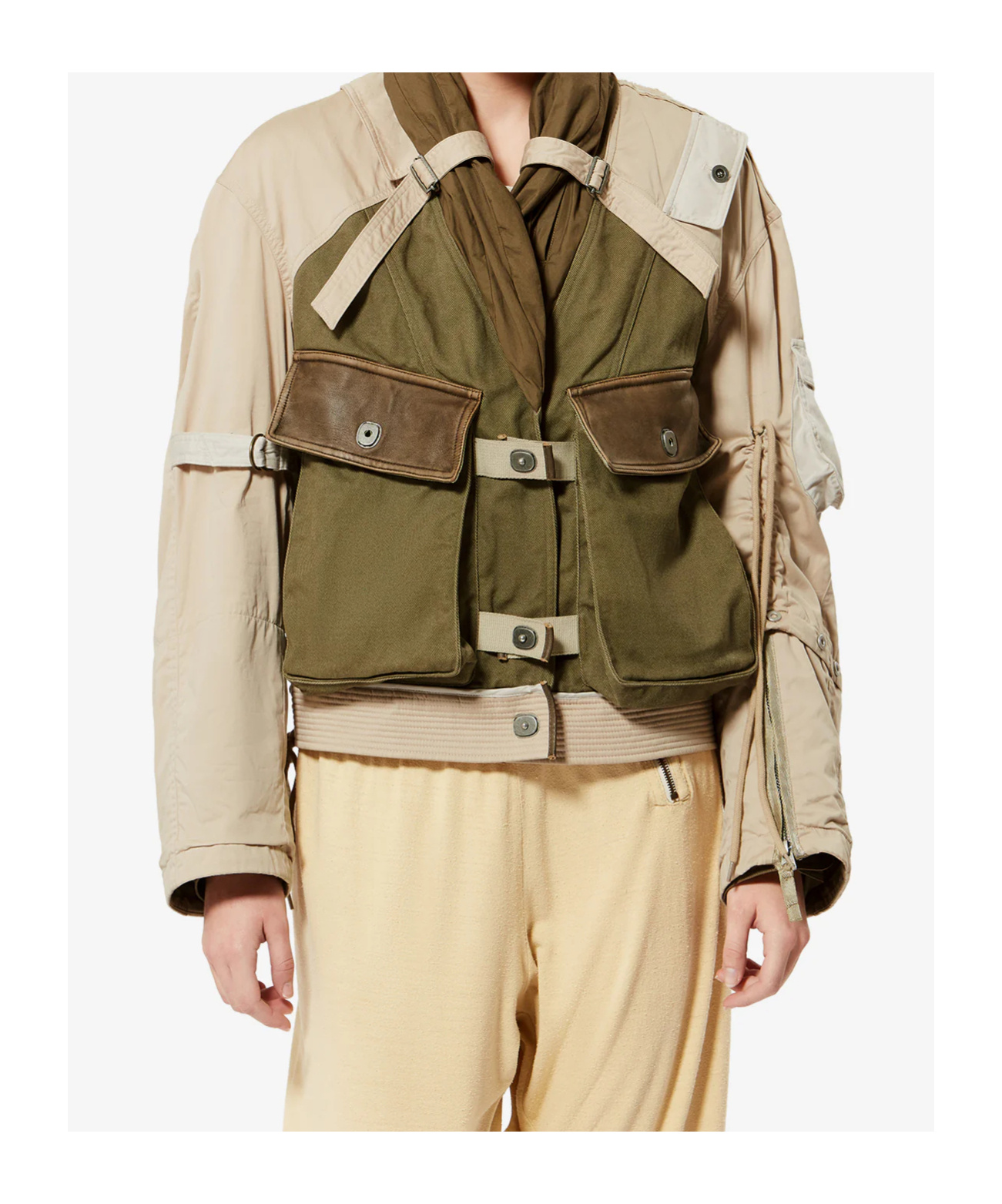 Isabel Marant Julissa Leather-trimmed Organic Cotton Jacket In Multi