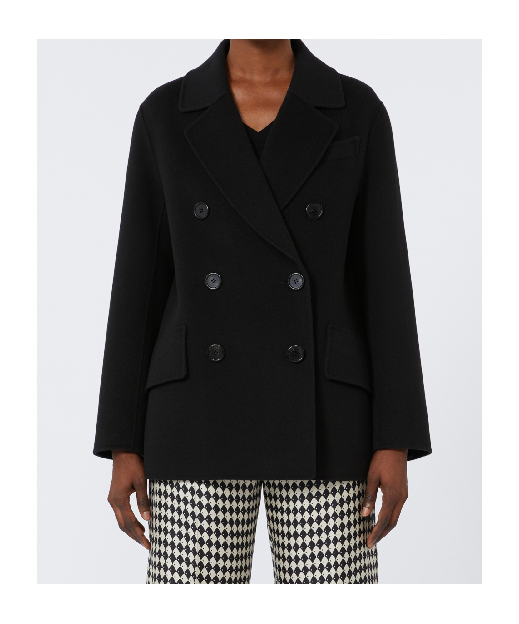 Max Mara Double-breasted Wool Jacket In Black