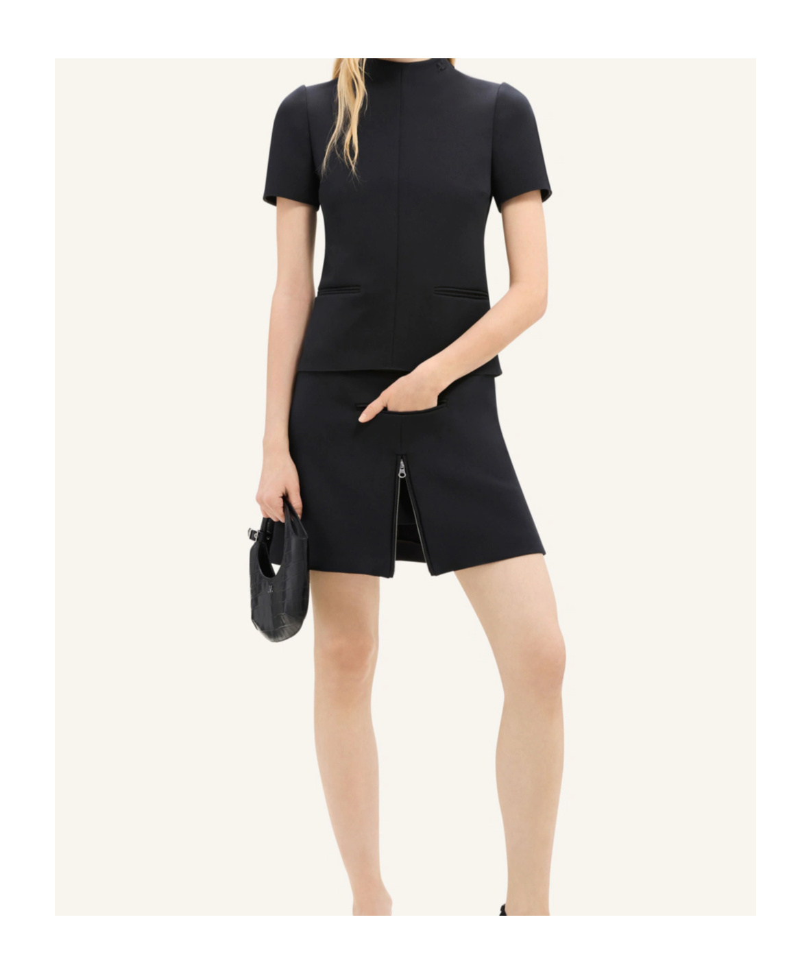 Courrèges Twill Mini Skirt With Zipper In Black