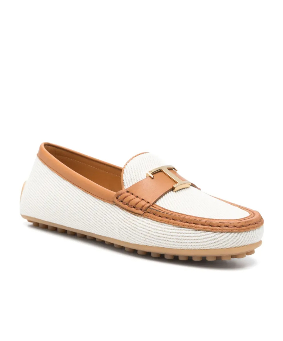 Tod's City Gommino Canvas Loafers In White