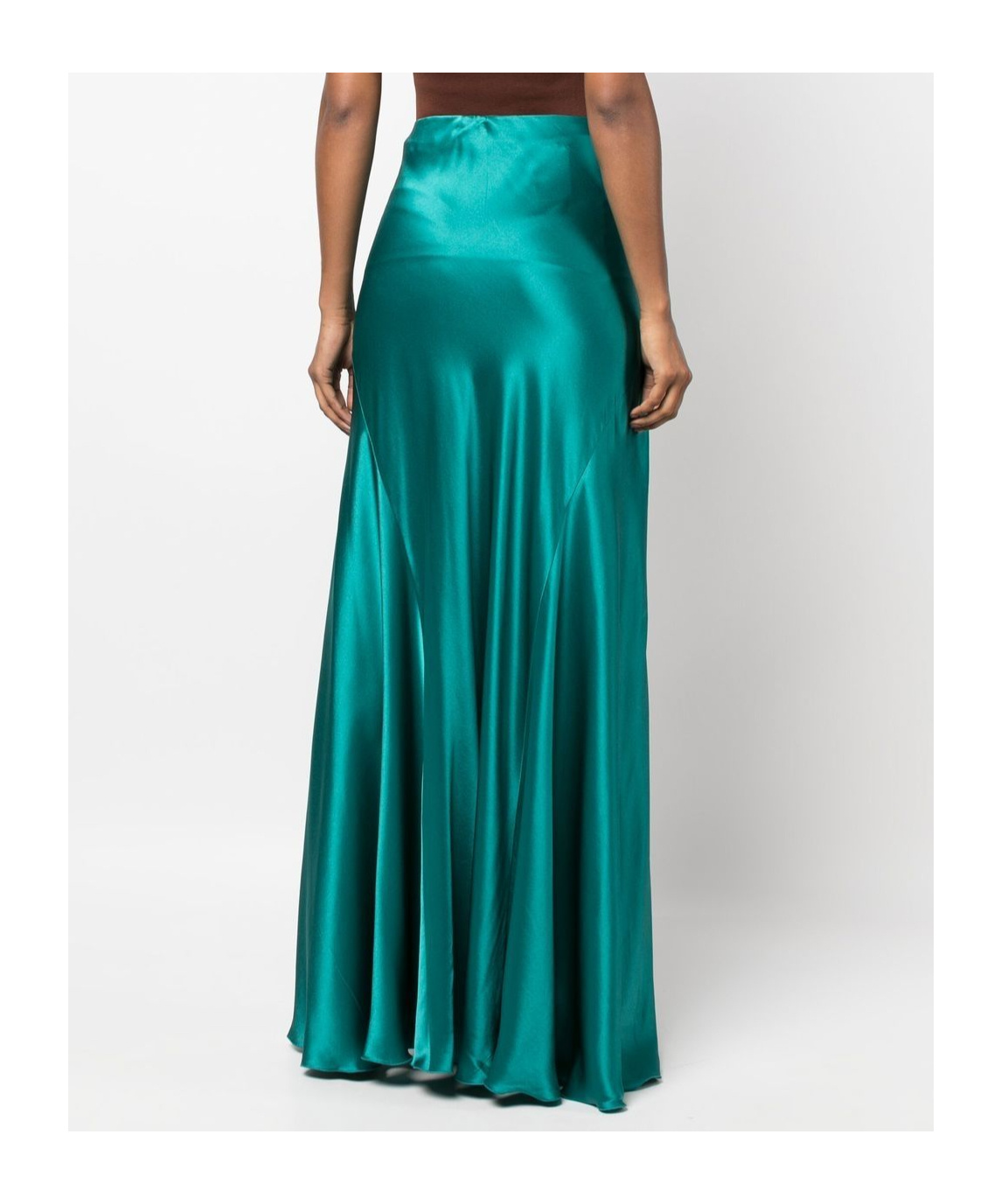 Alberta Ferretti High Waist Maxi Skirtin In Green Silk In Green