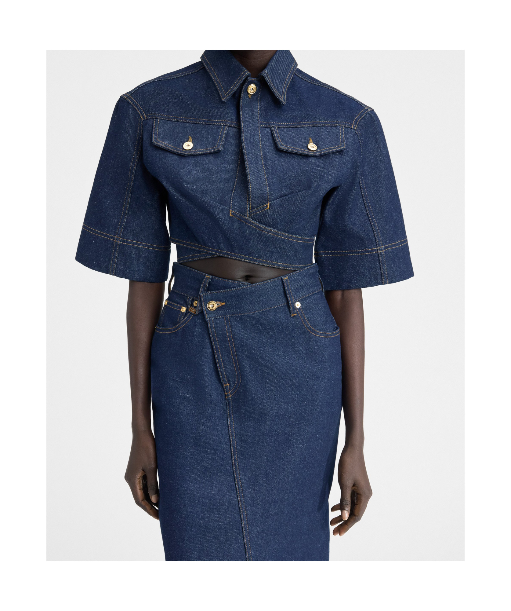 Jacquemus Le Haut De-nîmes Denim Crop Top In Blue