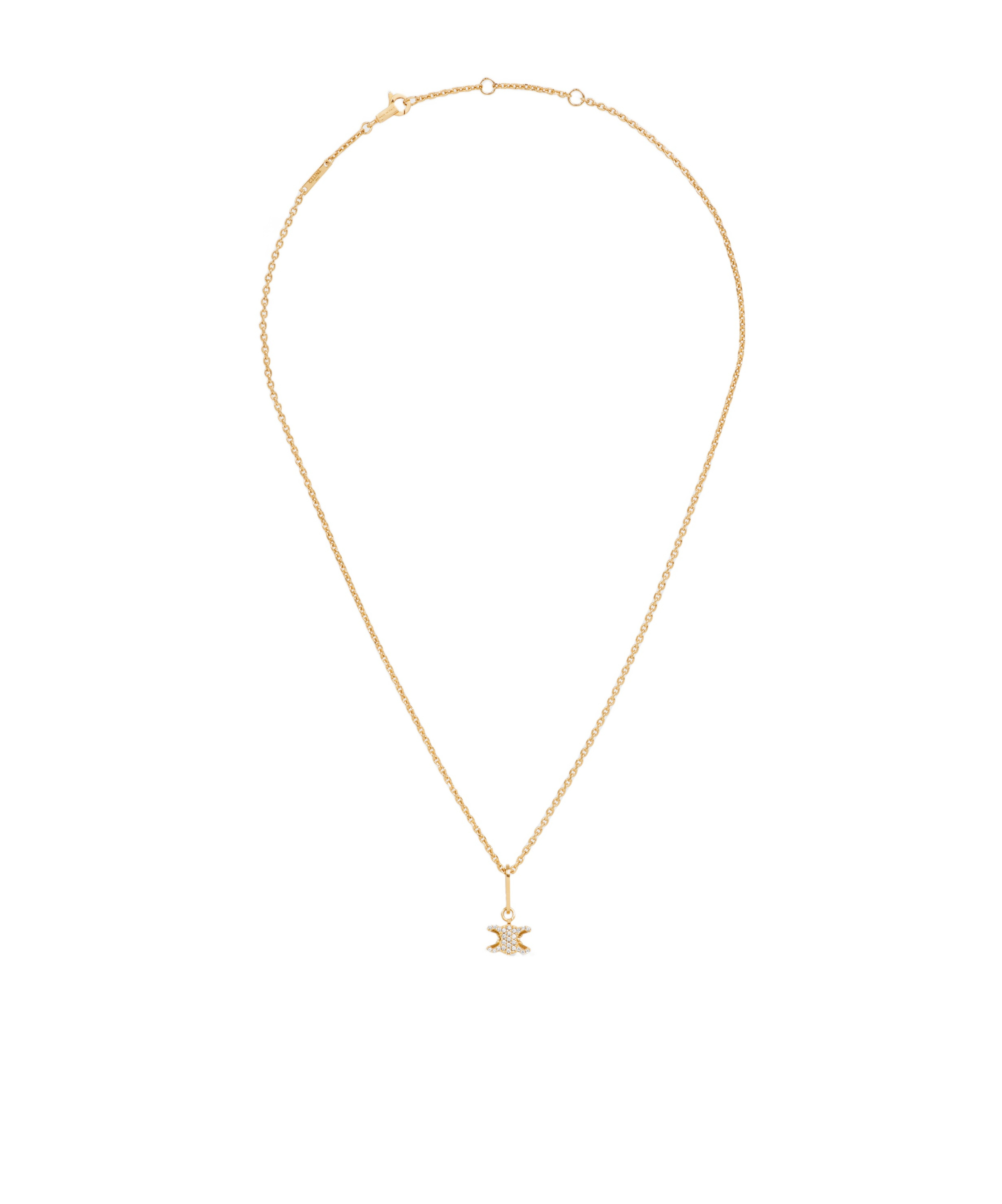 Celine Triomphe Solitaire Sparkle Necklace In Strass And Brass With Gold Finish