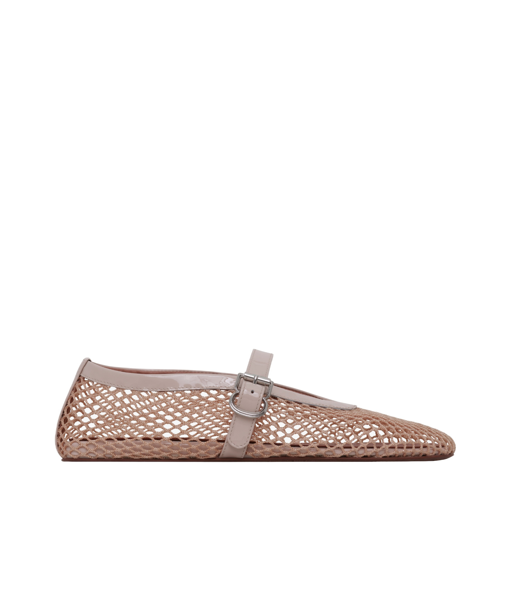 Shop Alaïa Fishnet Ballerina Shoes In Nude