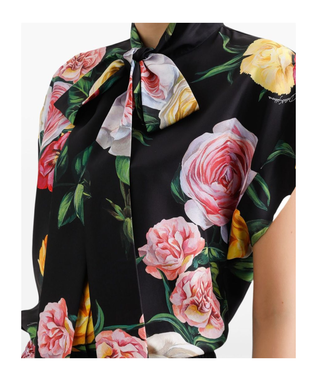 Shop Dolce & Gabbana Rose-print Shirt In Black