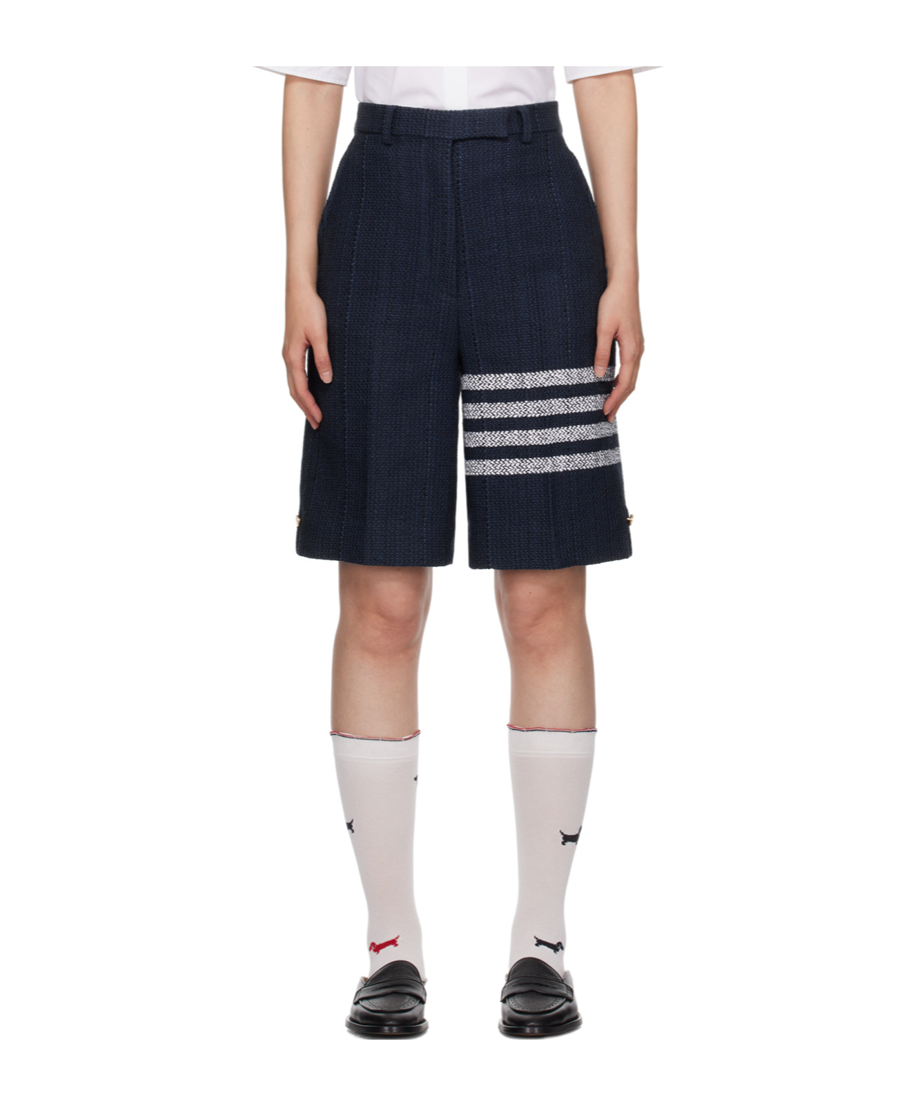 Thom Browne 4-bar Stripe High-waisted Shorts In Black