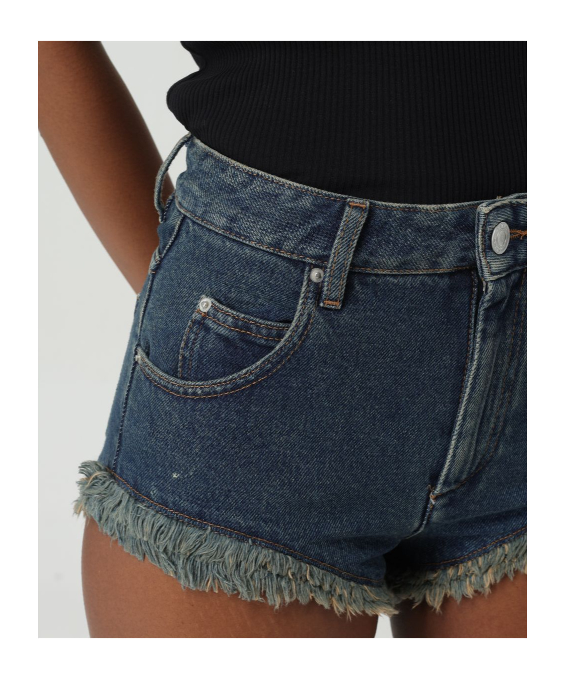 ISABEL MARANT ENEIDAO FRAYED DENIM SHORTS