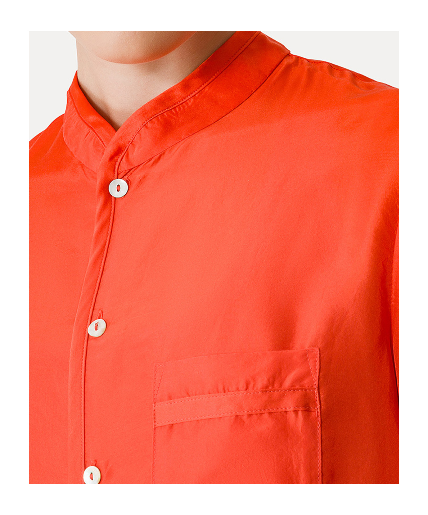 FORTE FORTE MANDARINCOLLAR SHIRT IN SILK