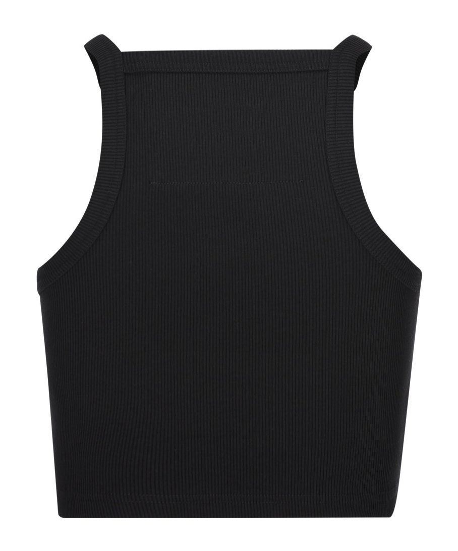 Givenchy Cropped Tank Top In Cotton With 4g Detail In Black