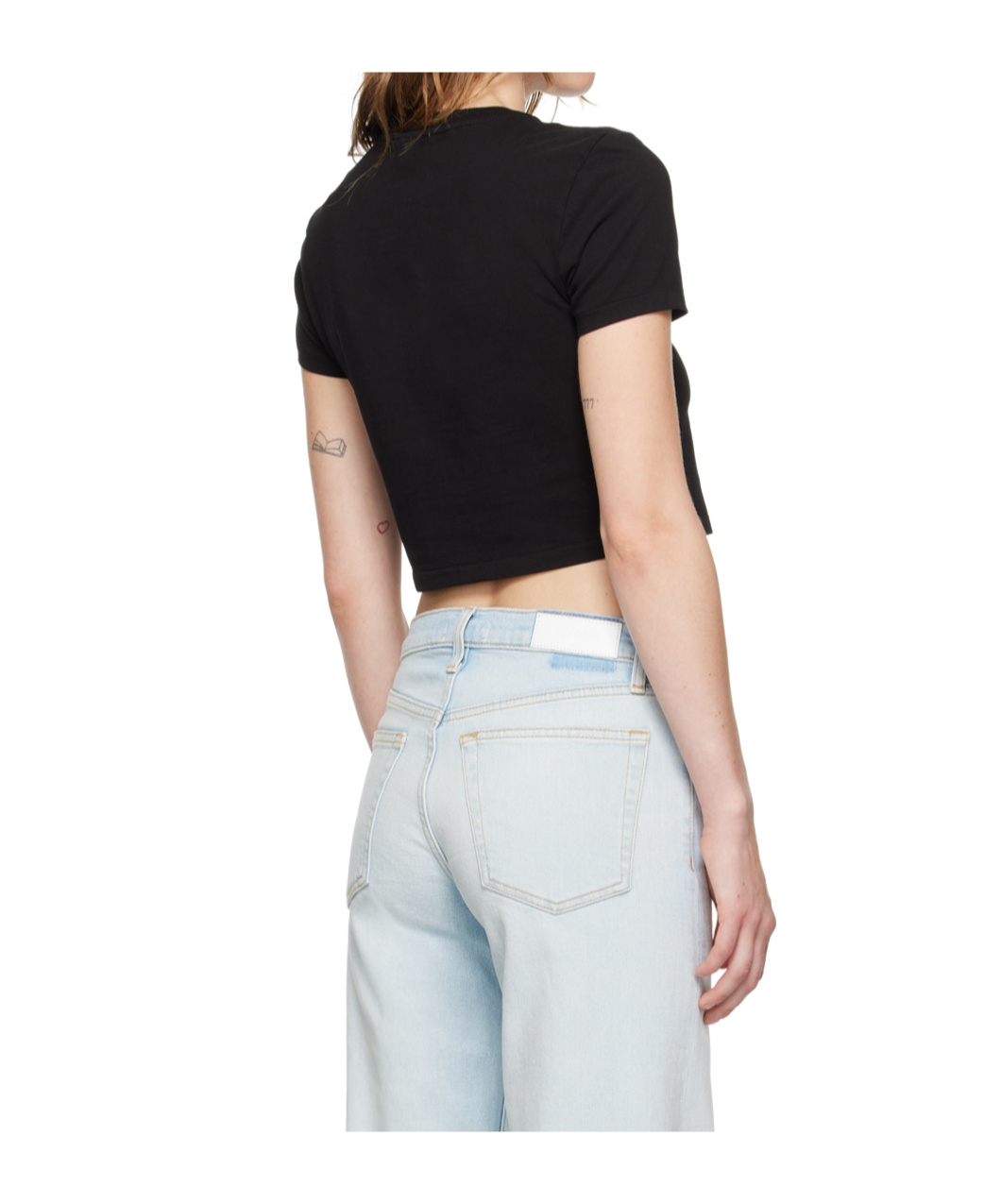 Re/done Short-sleeve Cropped T-shirt In Black