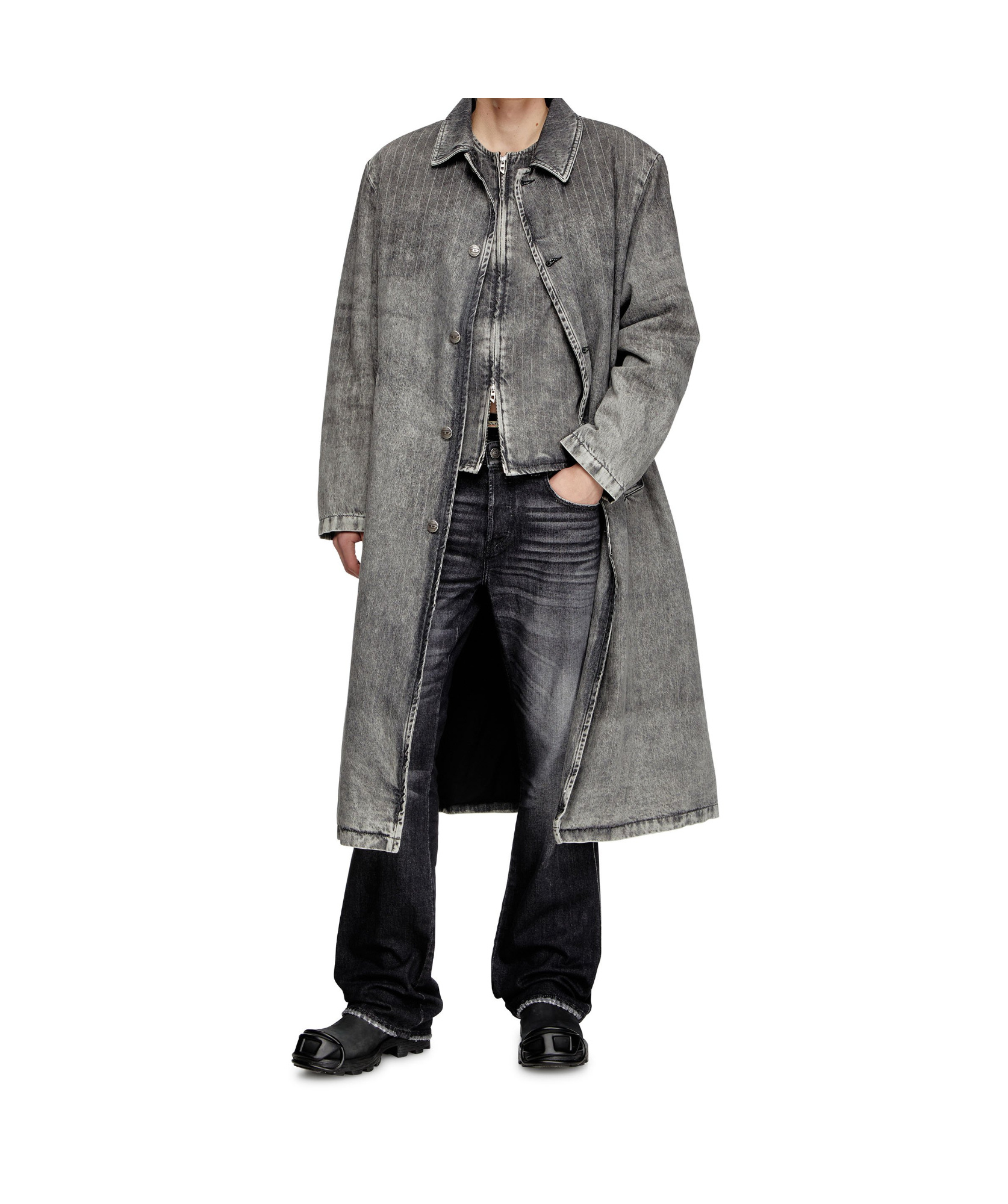 Diesel D-jack-s1 Single-breasted Coat In Gray