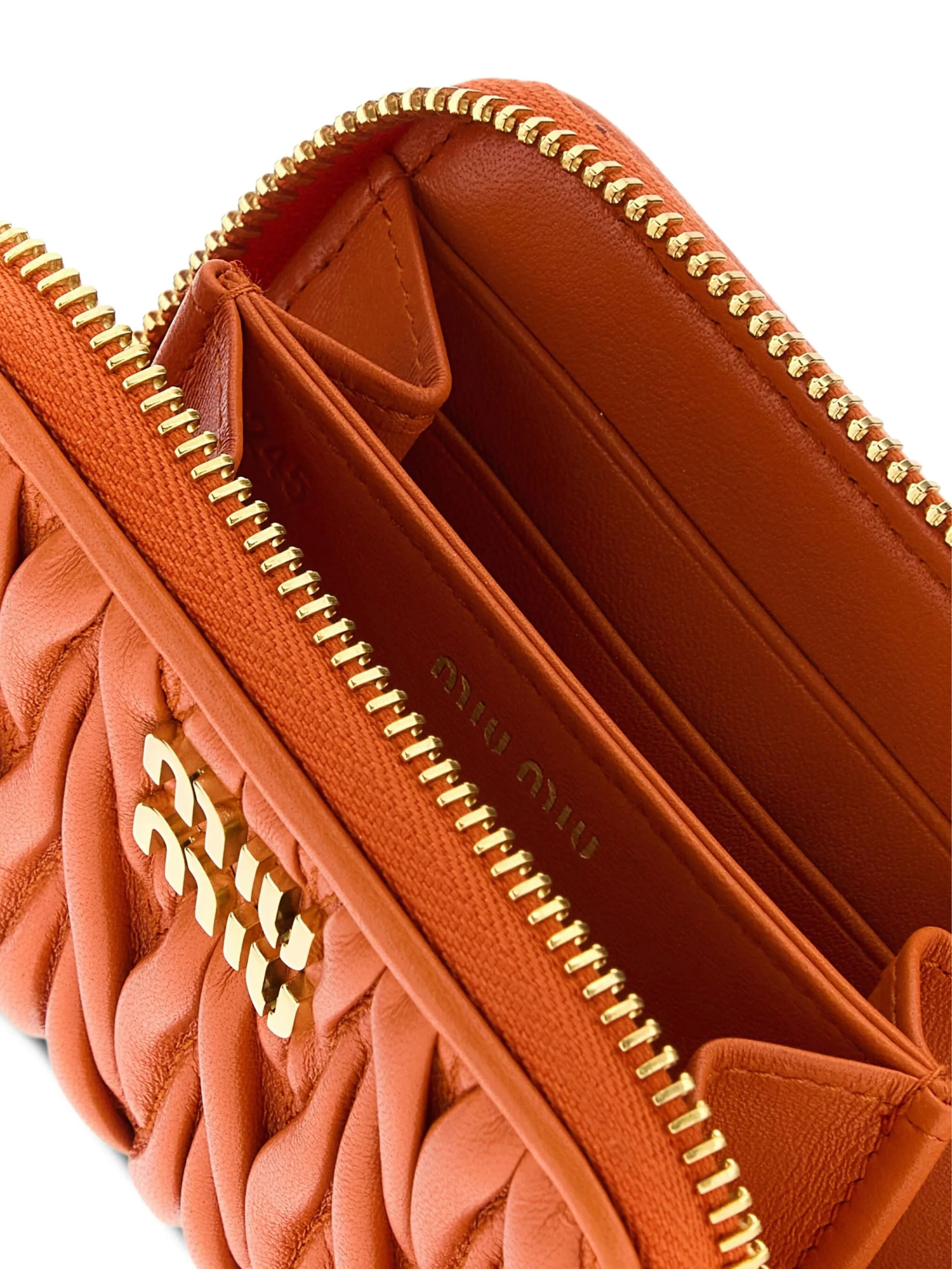 Miu Miu Matelassé Coin Purse In Orange