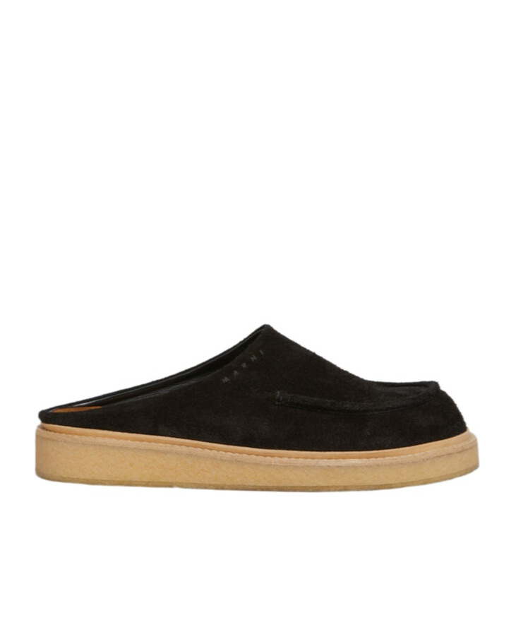 Marni Black Suede Slides In Black