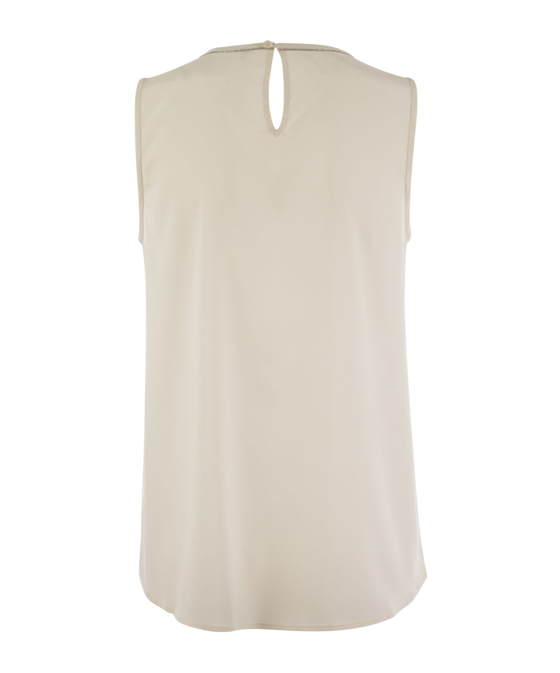 Peserico Stretch Silk Crepe De Chine Top In Nude