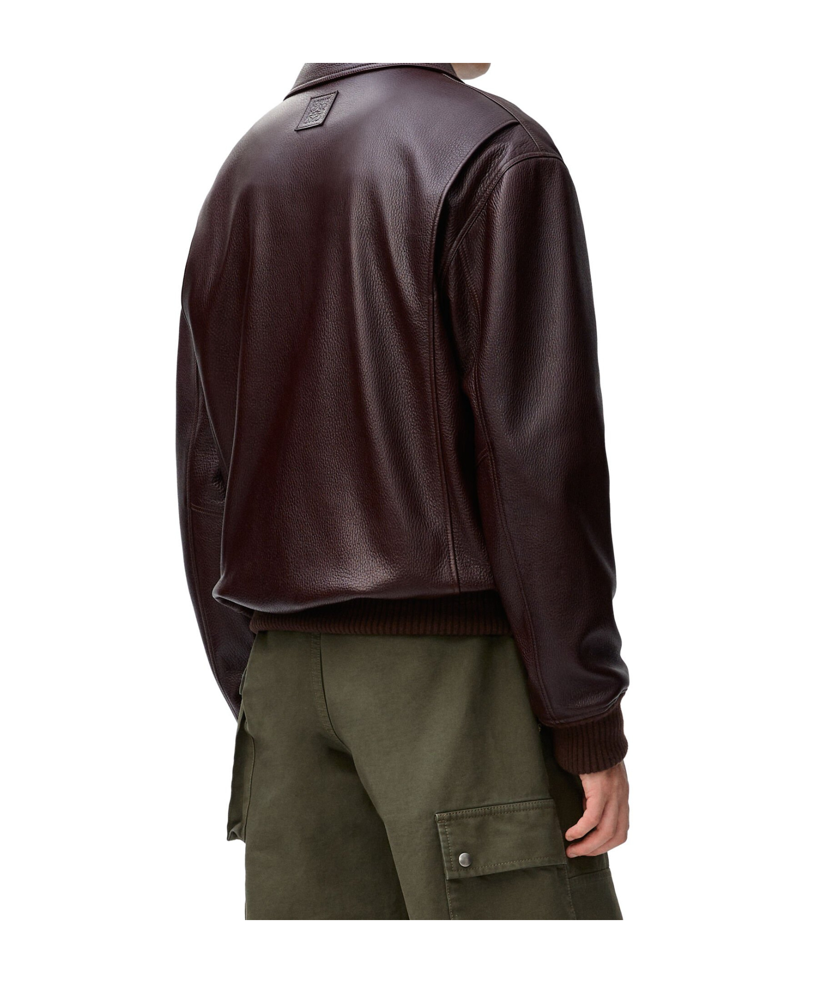 Loewe Long-sleeved Leather Jacket In Brown