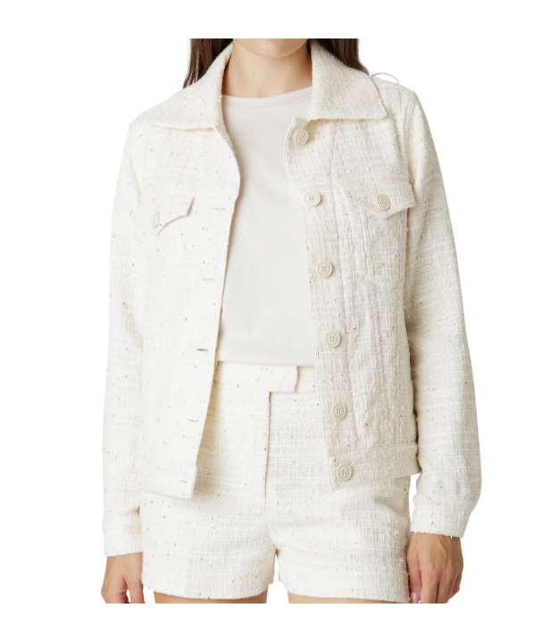 Eleventy Sequin-embellished Tweed Jacket In White