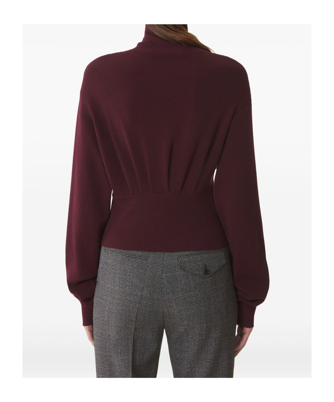 Lanvin Burgundy Knit Wool-cashmere Sweater With Asymmetrical Hem In Burgundy