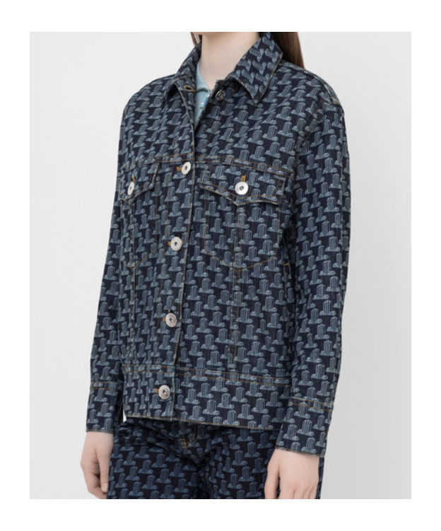 Lanvin Extended Logo-patch Monogram Denim Jacket In Black
