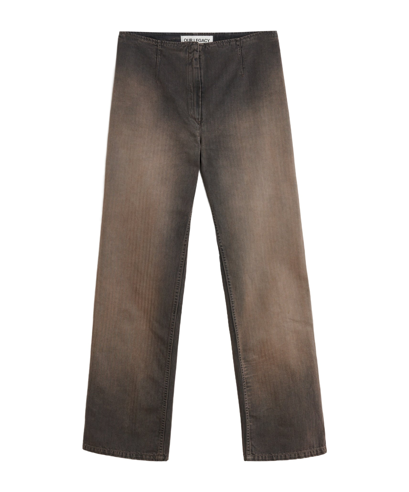 Our Legacy Faded Herringbone Motorcycle Pants In Brown
