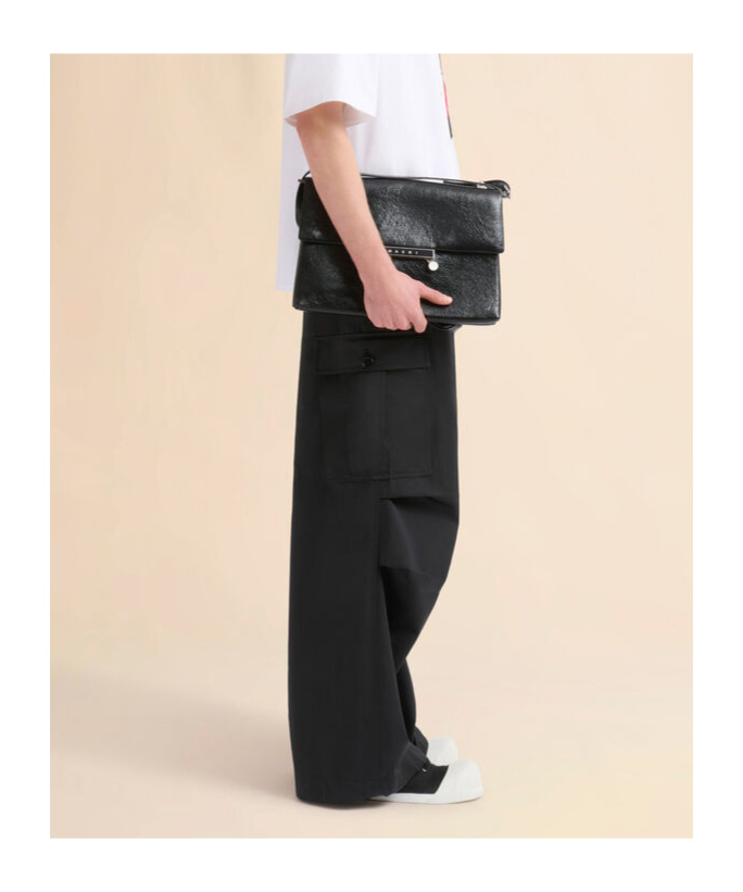 Marni Black Water-repellent Taffeta Cargo Pants In Black