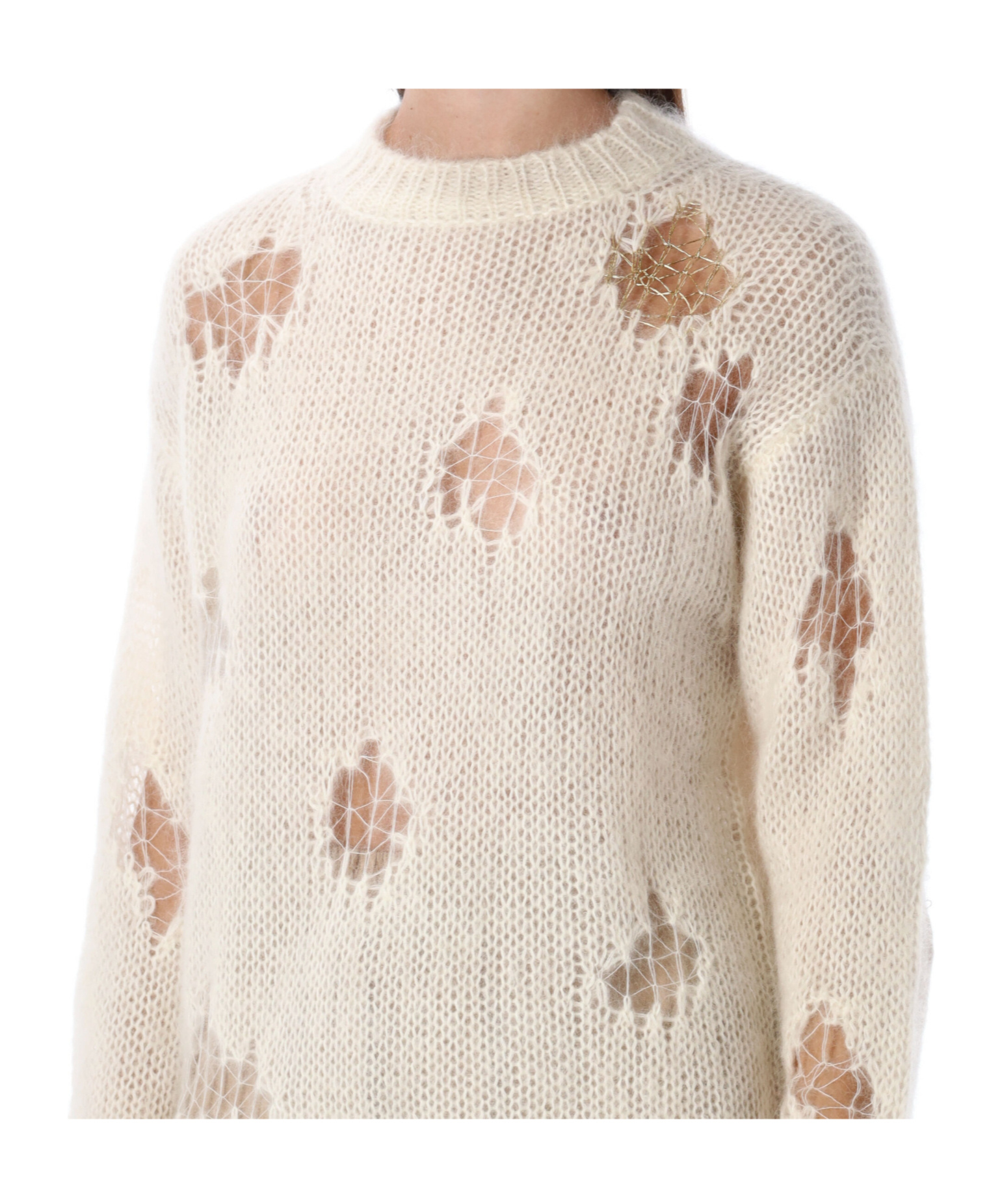 Fabiana Filippi Mohair Sweater Featuring Gold Accents In Neutral