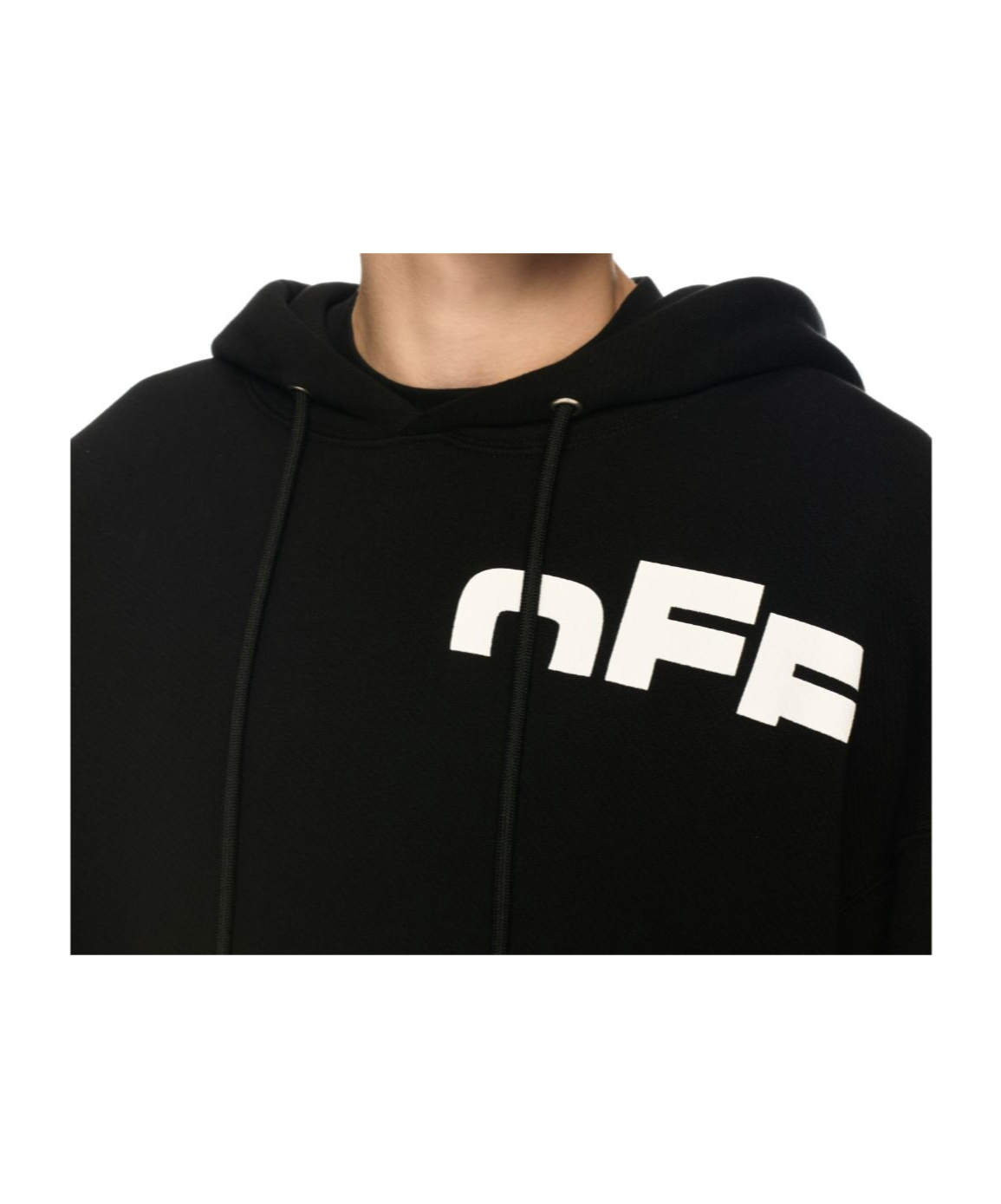 Off-white Drawstring Hooded Sweater With Pouch Pocket And Logo Prints In Black