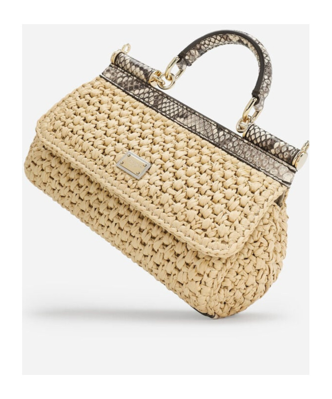 Dolce & Gabbana Small Sicily Interwoven Tote Bag In Nude