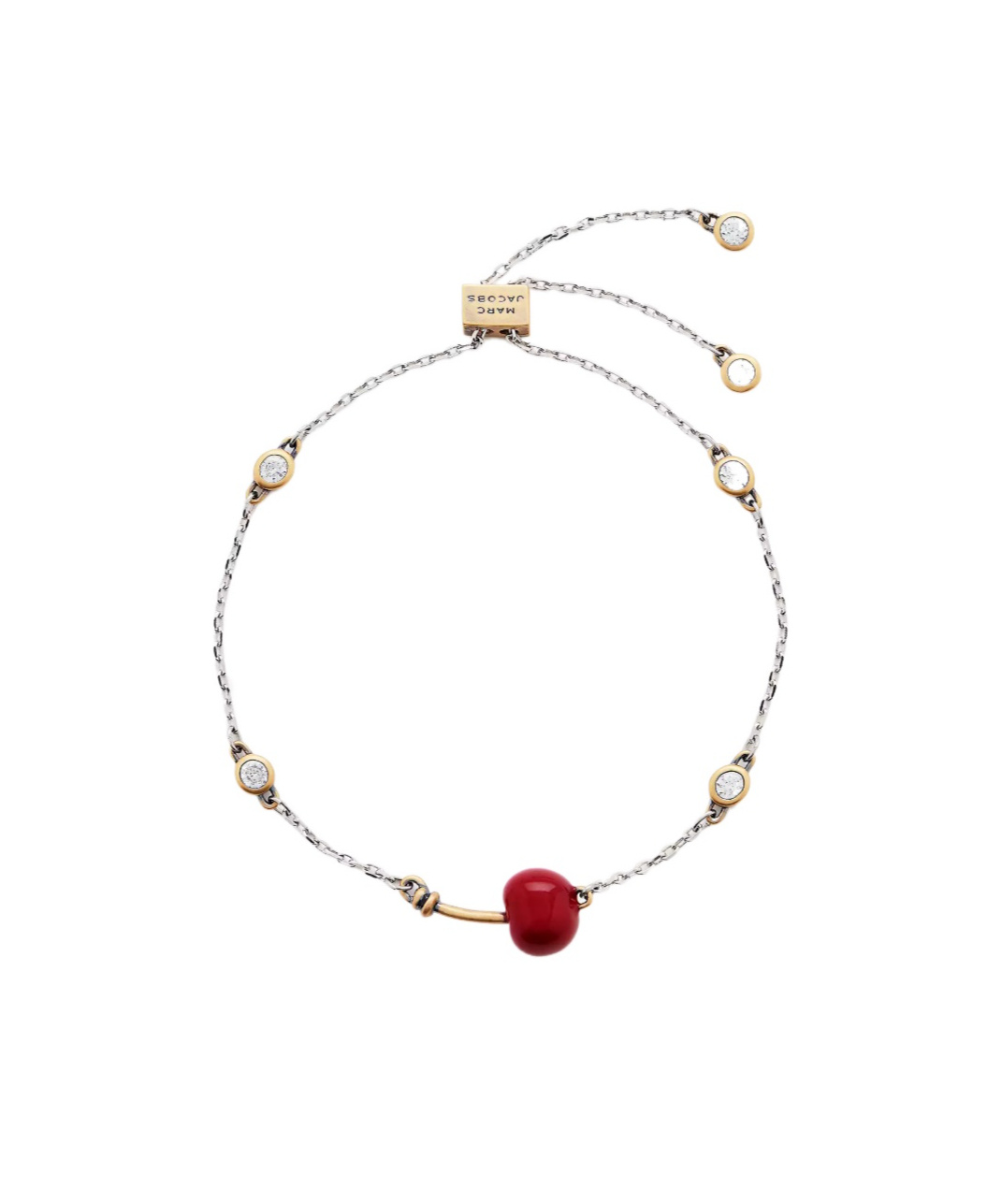 Marc Jacobs Cherry Crystal Slider Bracelet In Gold