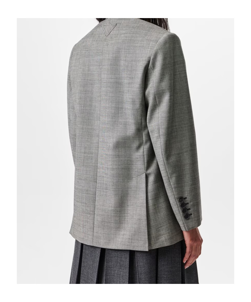 Prada Double-breasted Blazer In Gray