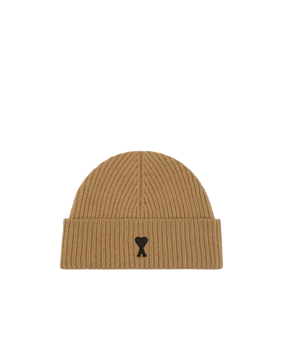 Ami Alexandre Mattiussi Brown Wool Ami De Coeur Beanie Brown In Brown